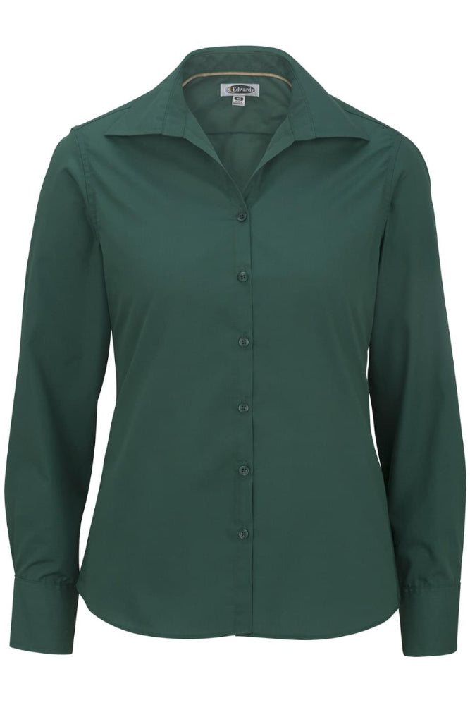 Ladies' Open Neck Poplin - Long Sleeve
