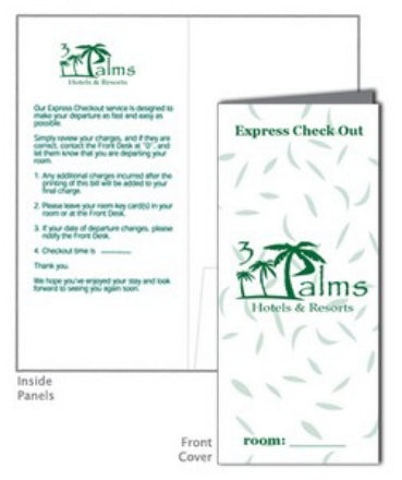 Express Checkout Folders-One Color used by hotel and hospitality teams