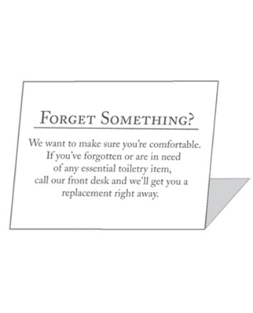 Forget Something Plastic Easel Non-Branded used by hotel and hospitality teams