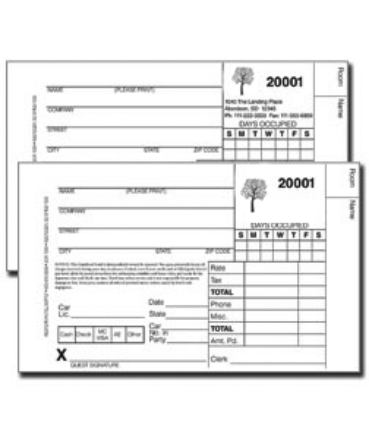 Guest Registration Forms - 1 Color used by hotel and hospitality teams