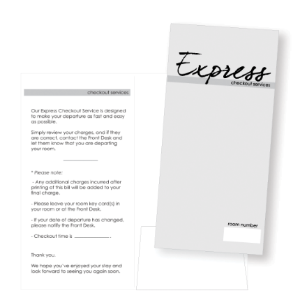 Express Checkout Folders (Generic) used by hotel and hospitality teams