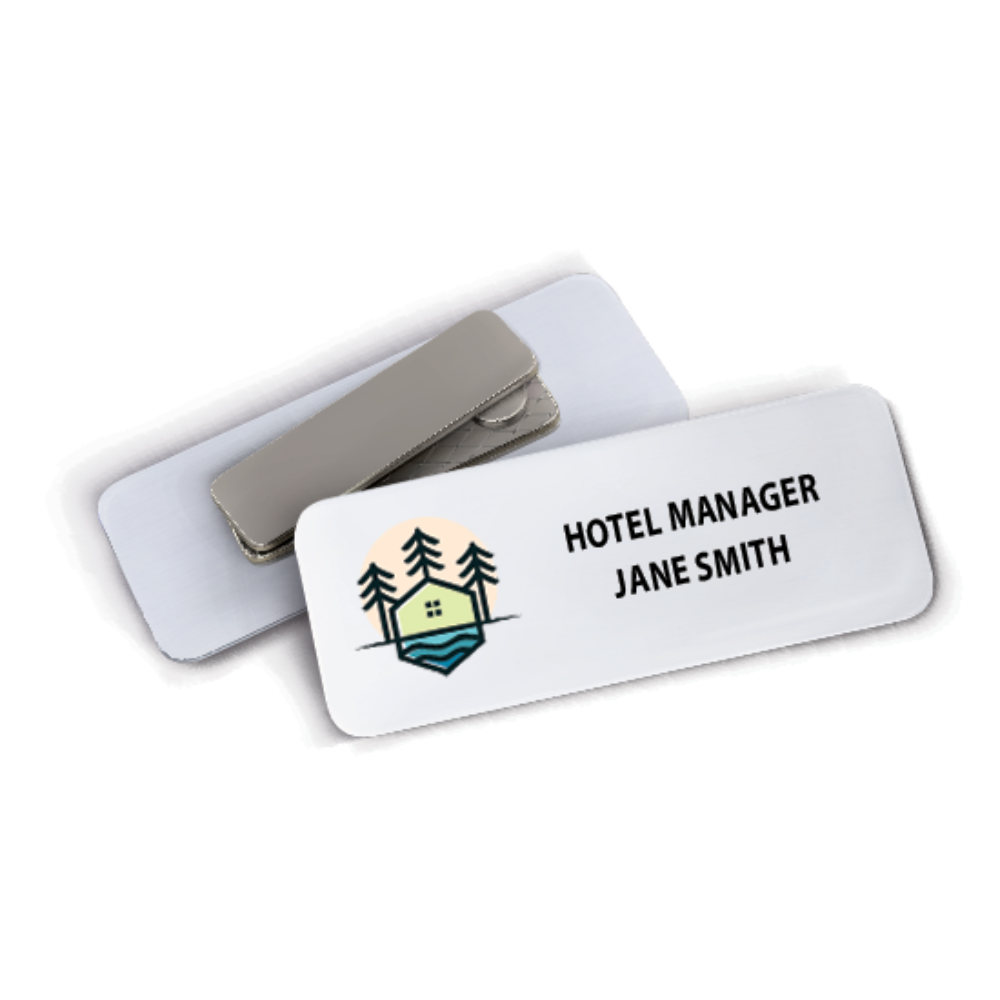 Hotel staff name tag or badge accessory for hospitality employees