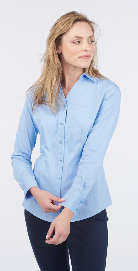 Ladies' V-Neck Broadcloth Blouse