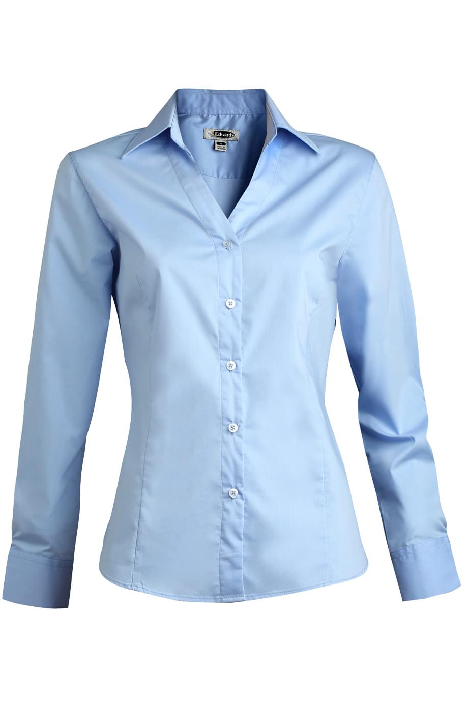 Ladies' V-Neck Broadcloth Blouse
