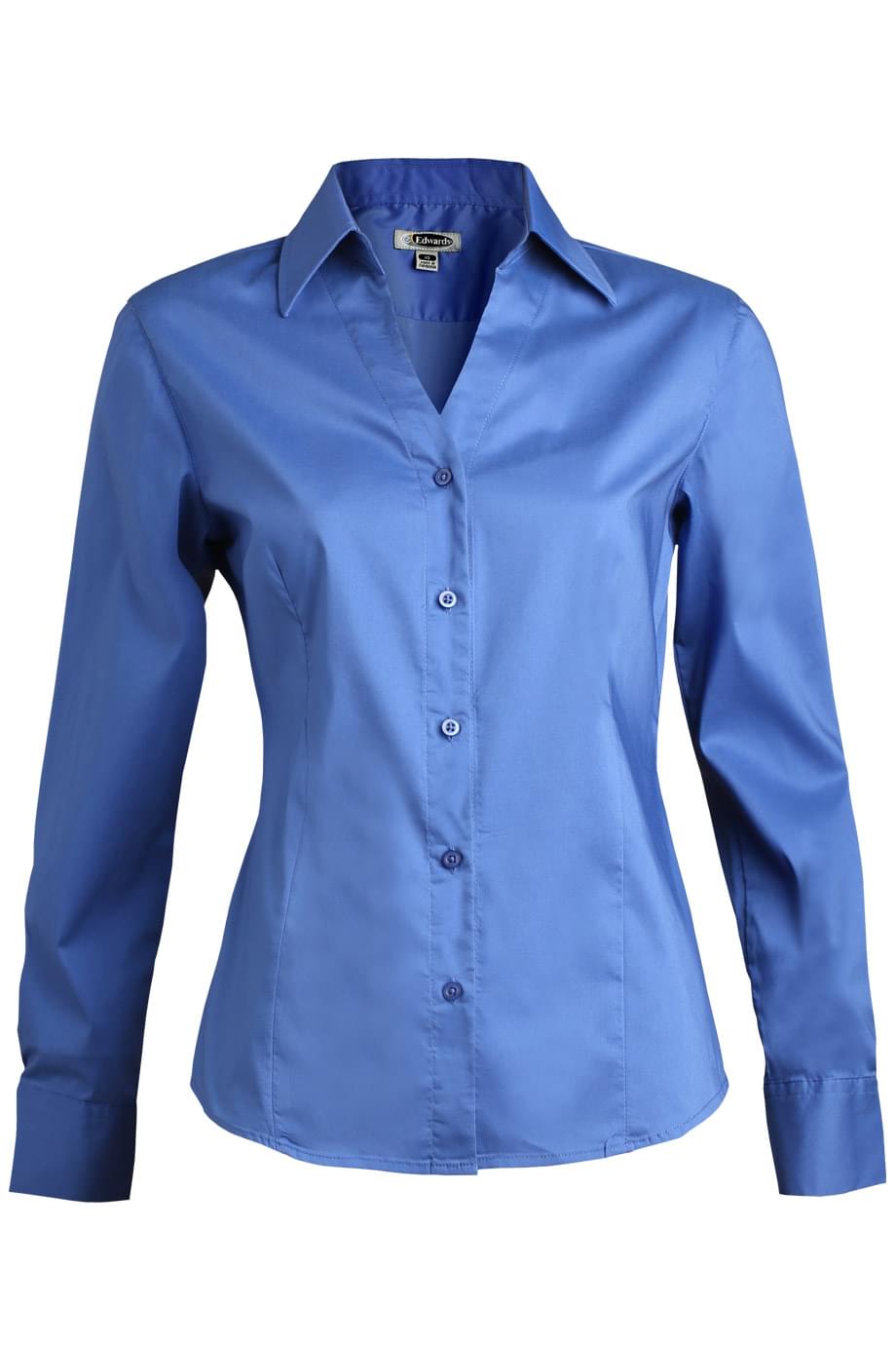 Ladies' V-Neck Broadcloth Blouse