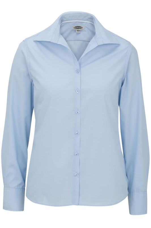 Ladies' Open Neck Poplin - Long Sleeve