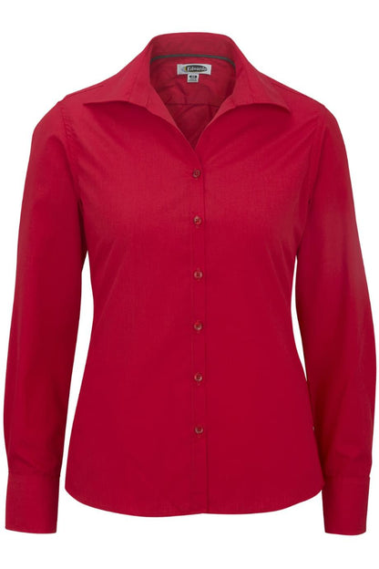 Ladies' Open Neck Poplin - Long Sleeve