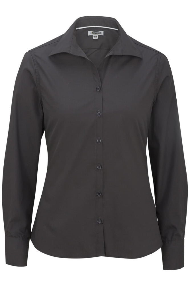 Ladies' Open Neck Poplin - Long Sleeve