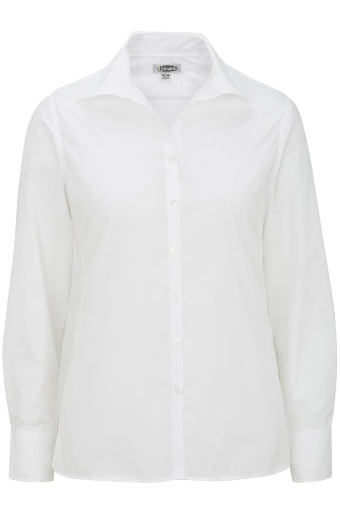 Ladies' Open Neck Poplin - Long Sleeve