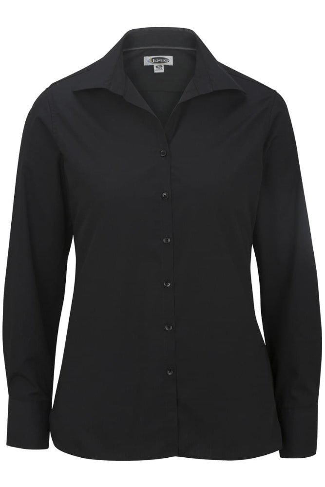 Ladies' Open Neck Poplin - Long Sleeve