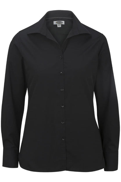 Ladies' Open Neck Poplin - Long Sleeve