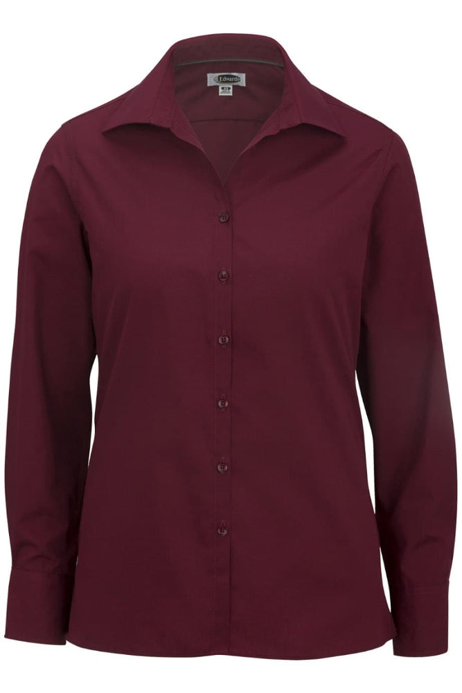 Ladies' Open Neck Poplin - Long Sleeve