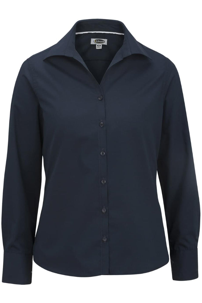 Ladies' Open Neck Poplin - Long Sleeve