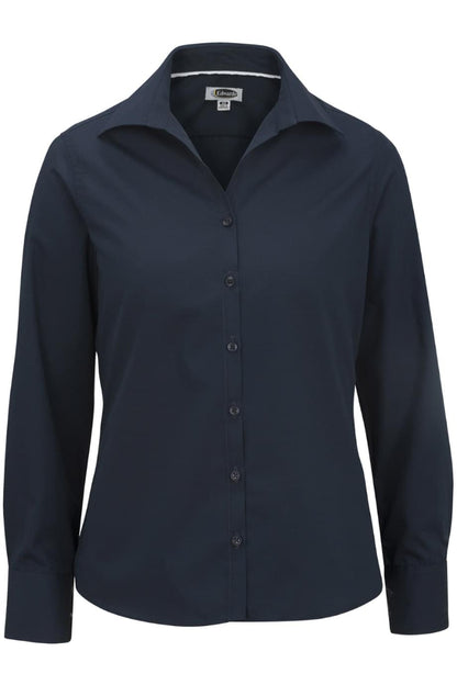Ladies' Open Neck Poplin - Long Sleeve