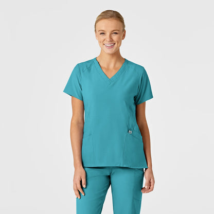 Ladies' Stylized V-Neck Top - Performance 4-way Stretch