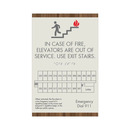 Quality Inn Elevator Evacuation Map Sign