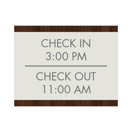 Quality Inn Check In/Check Out Time Sign