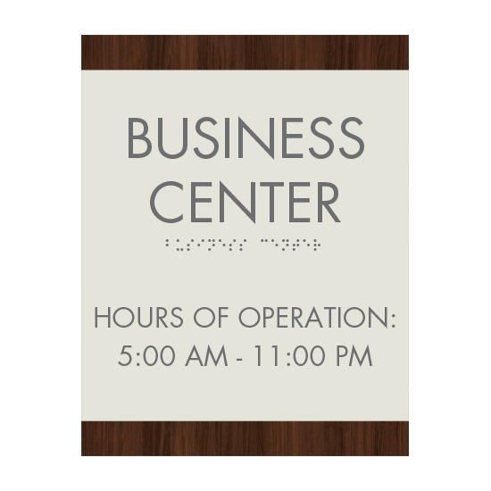 Quality Inn Business Center Sign with Hours
