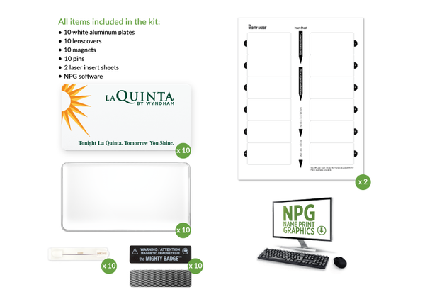 La Quinta 10 Unit Reusable Name Badge Kit