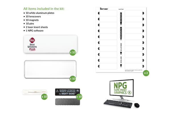 Best Western Plus 10 Unit Reusable Name Badge Kit