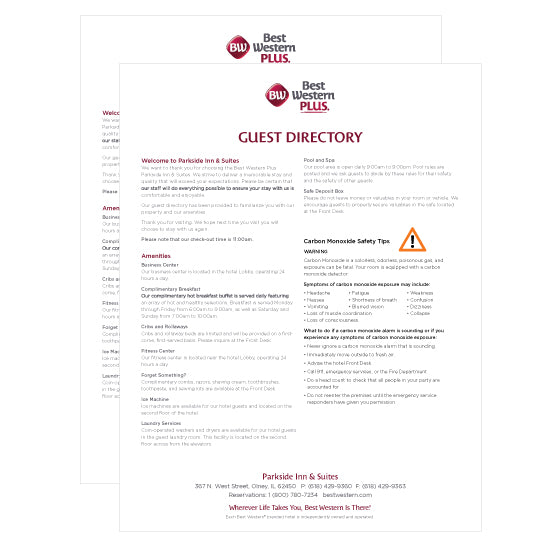 Best Western Plus Guest Directory (2 Pages)