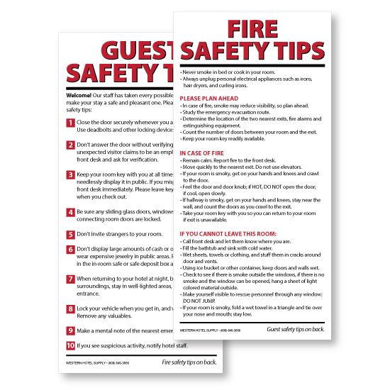 Quality Inn Fire & Safety Tip Cards