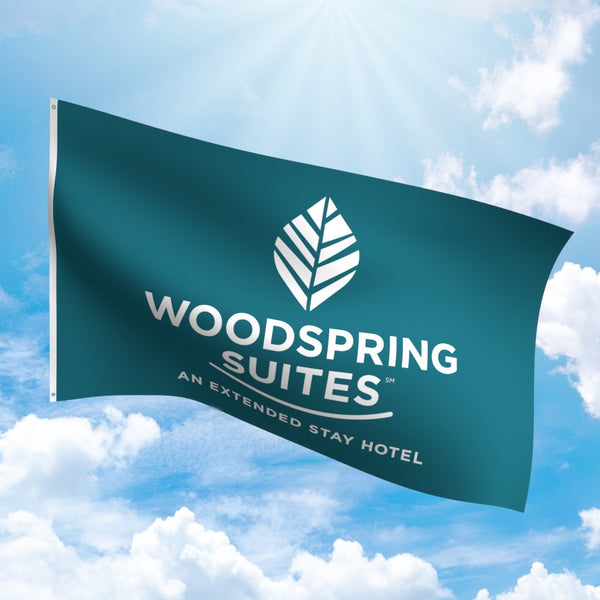 WoodSpring Suites Woodspring Suites Nylon Flag - Teal Background