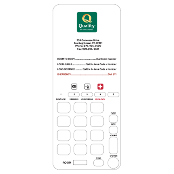 Quality Inn Phone Face Plate - 4 Color (Plastic)
