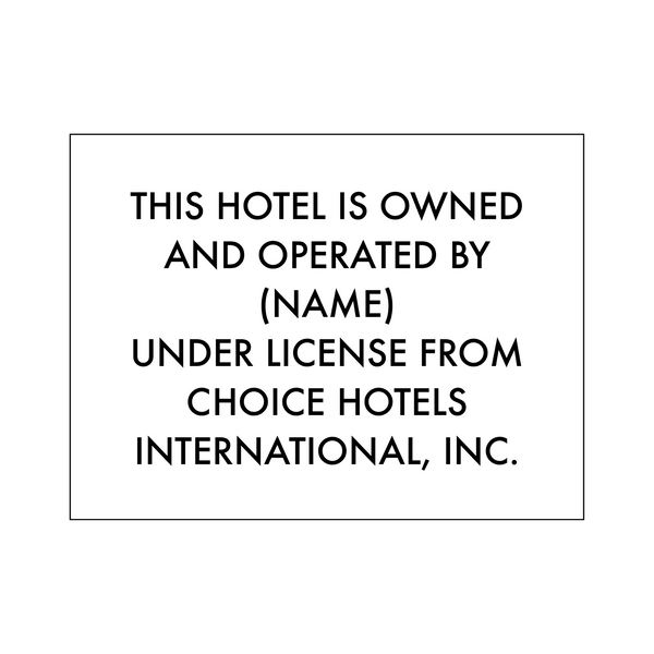 Rodeway Inn Choice Owner/Operator Sign (Same Name for Both)