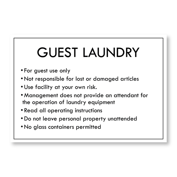 Rodeway Inn Guest Laundry Rules Sign