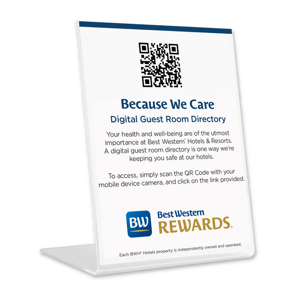 Best Western Plus Best Western Rewards Digital Guest Room Directory QR Code Easel