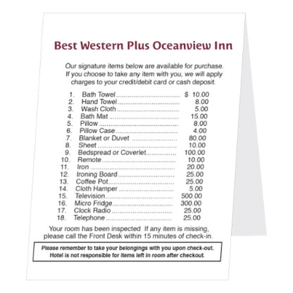 Hospitality Guides (Folded Cards)