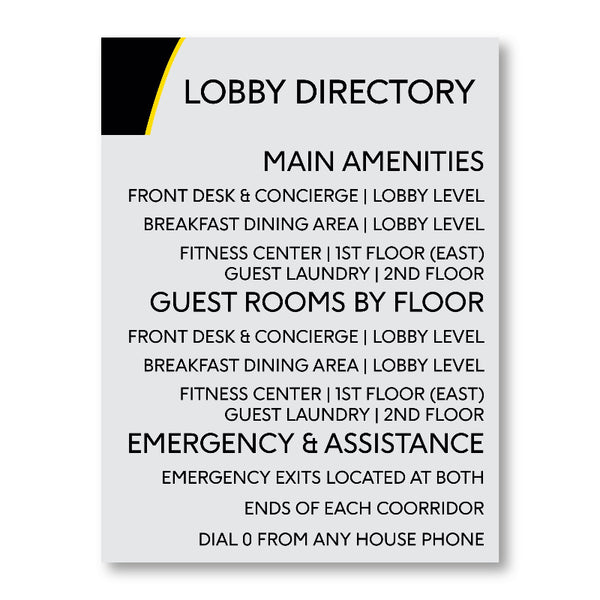 Super 8 Lobby Directory Sign