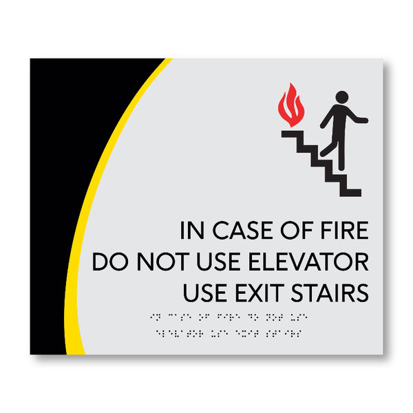 Super 8 In Case of Fire Do Not Use Elevator, Use Stairs Sign