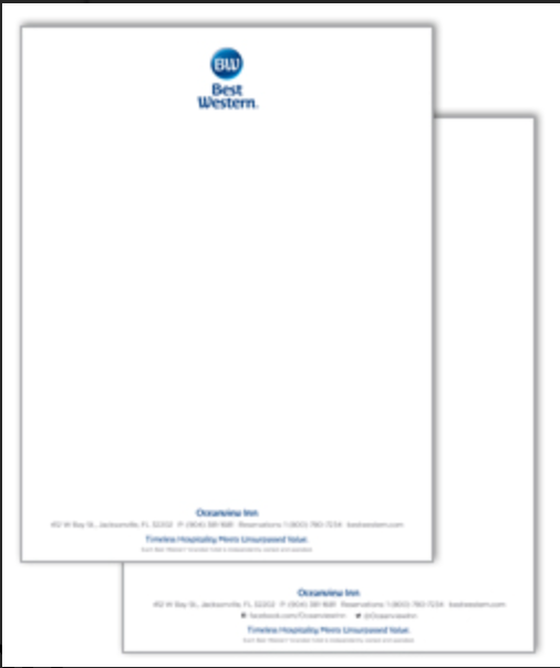 Letter Head branded with Best Western