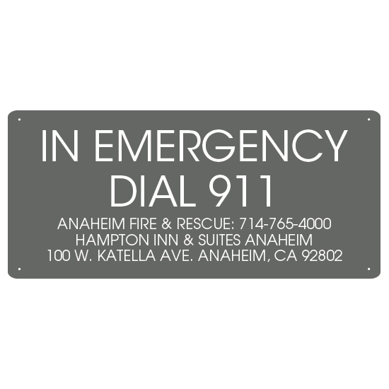 Comfort Inn Emergency Dial 911 Sign