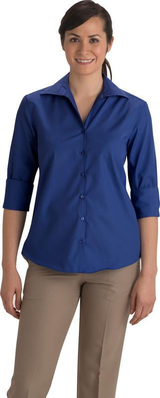Ladies' Open Neck Poplin - 3/4 Sleeve