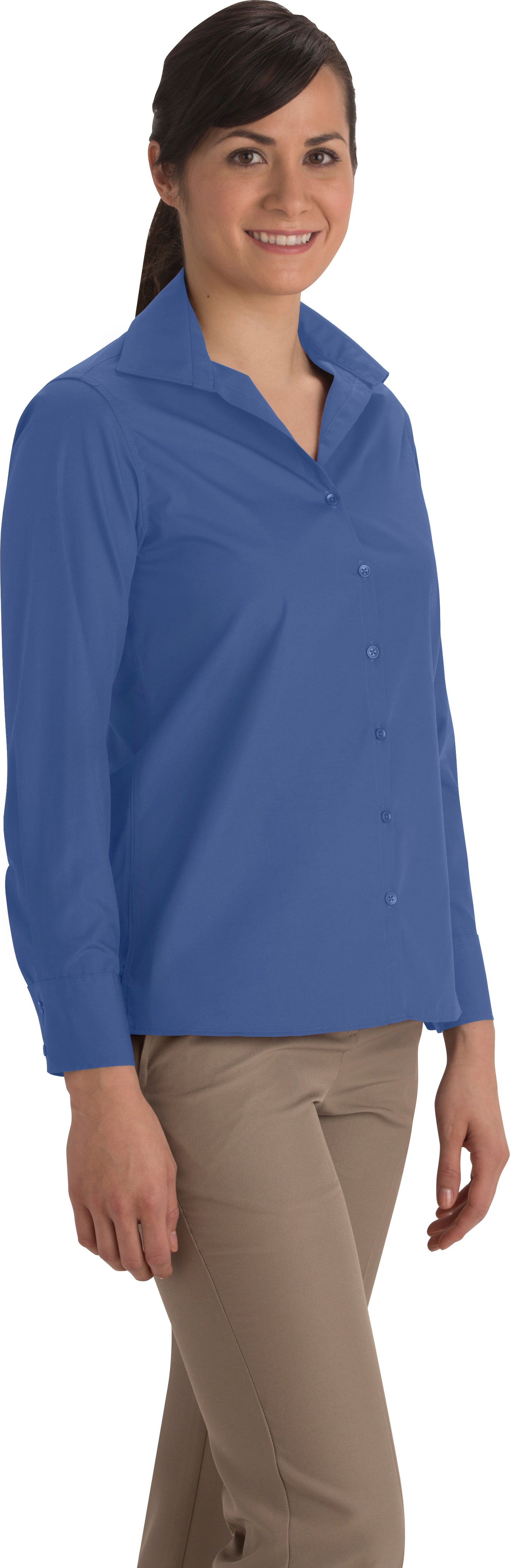 Ladies' Open Neck Poplin - Long Sleeve