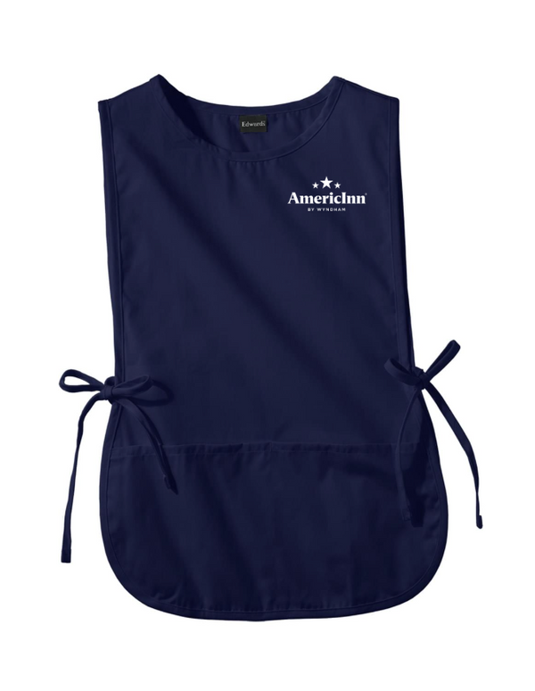 Breakfast Apron in navy with an embroidered logo