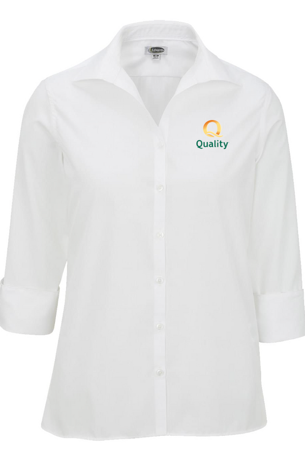 Quality Inn Lightweight Poplin 3/4-Sleeve Ladies Shirt
