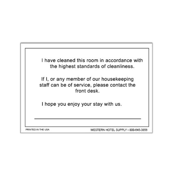 Comfort Inn Housekeeping Cards